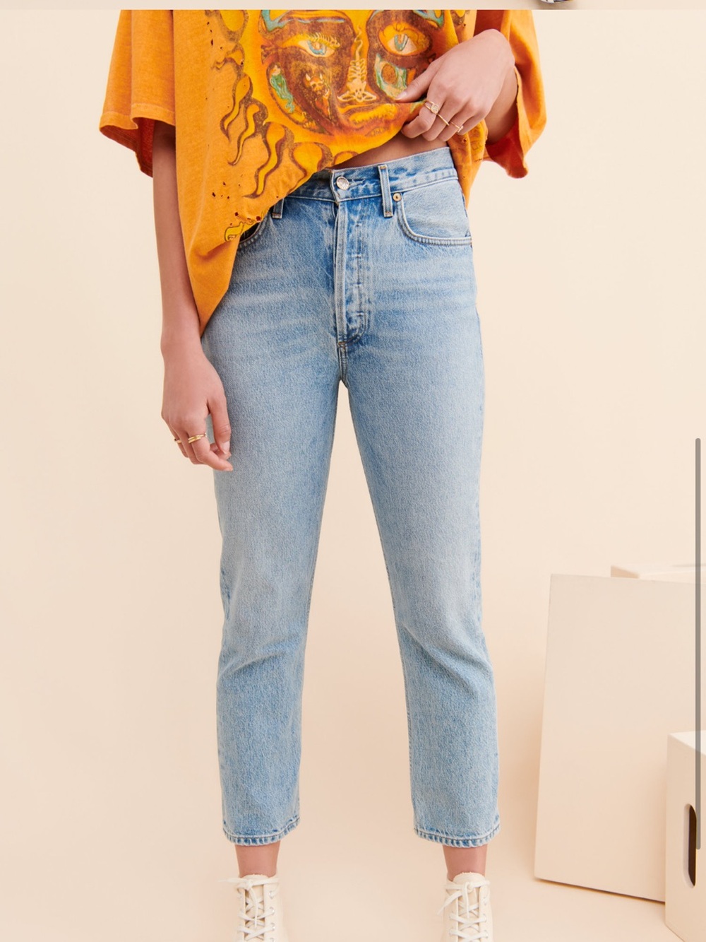 Agolde Riley High Rise Slim Straight Leg Jean